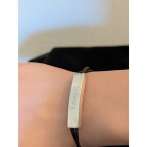Silver Tone Leather Cord Engraved 'Emmy' Bracelet